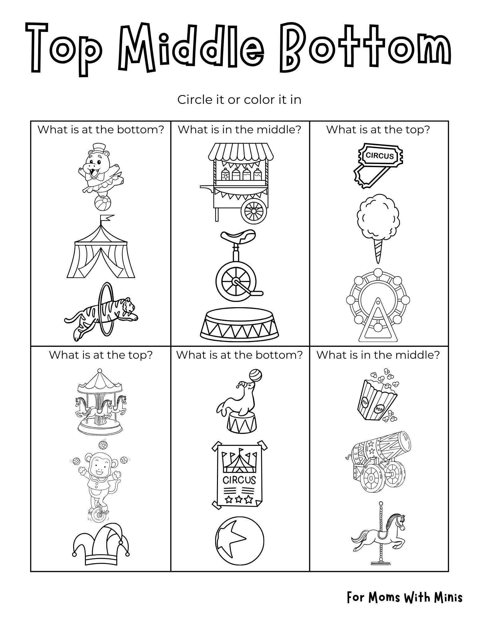 Above And Below Comparison Worksheets For Preschool And Kindergarten 2 To 6 Years Kids