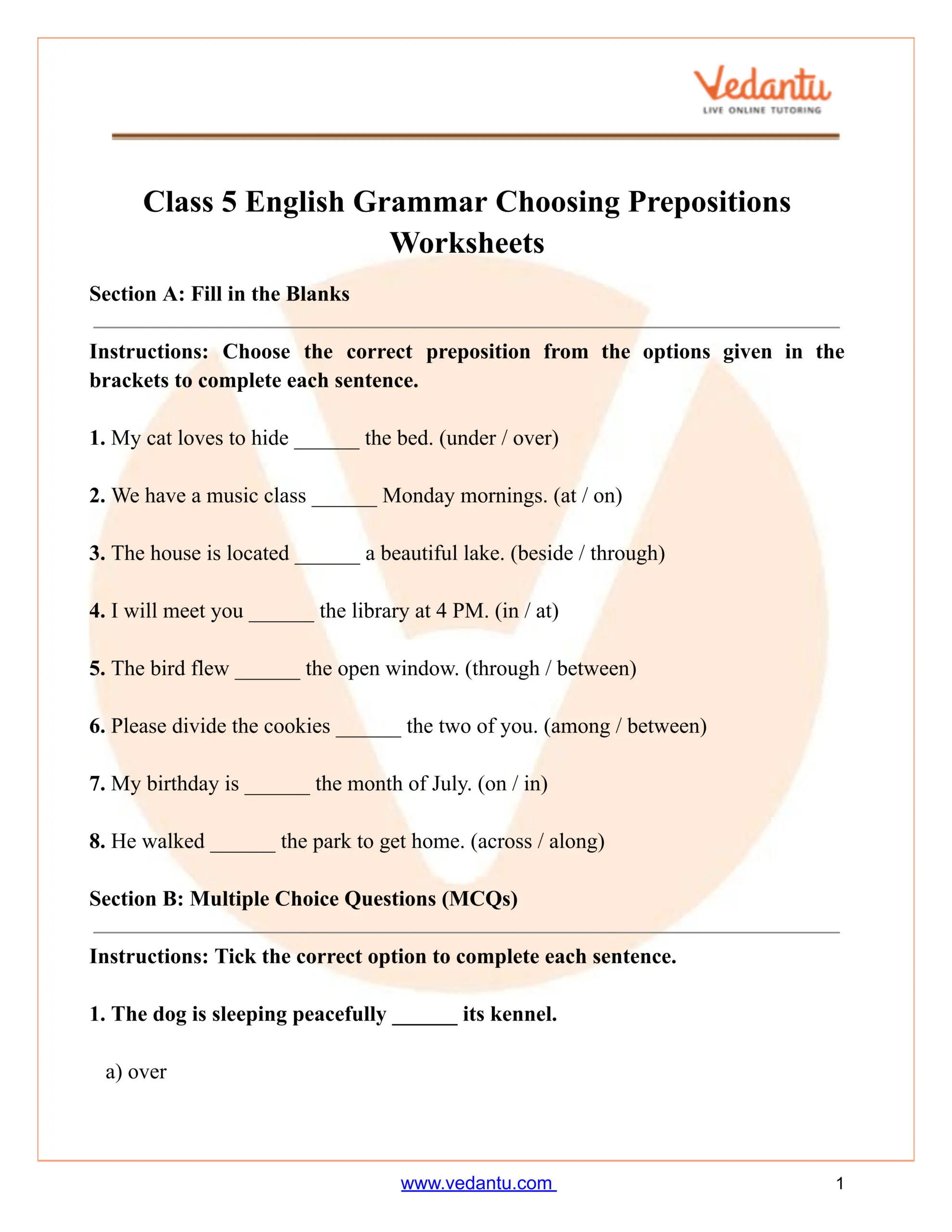 Use The Prepositions Worksheet Have Fun Teaching
