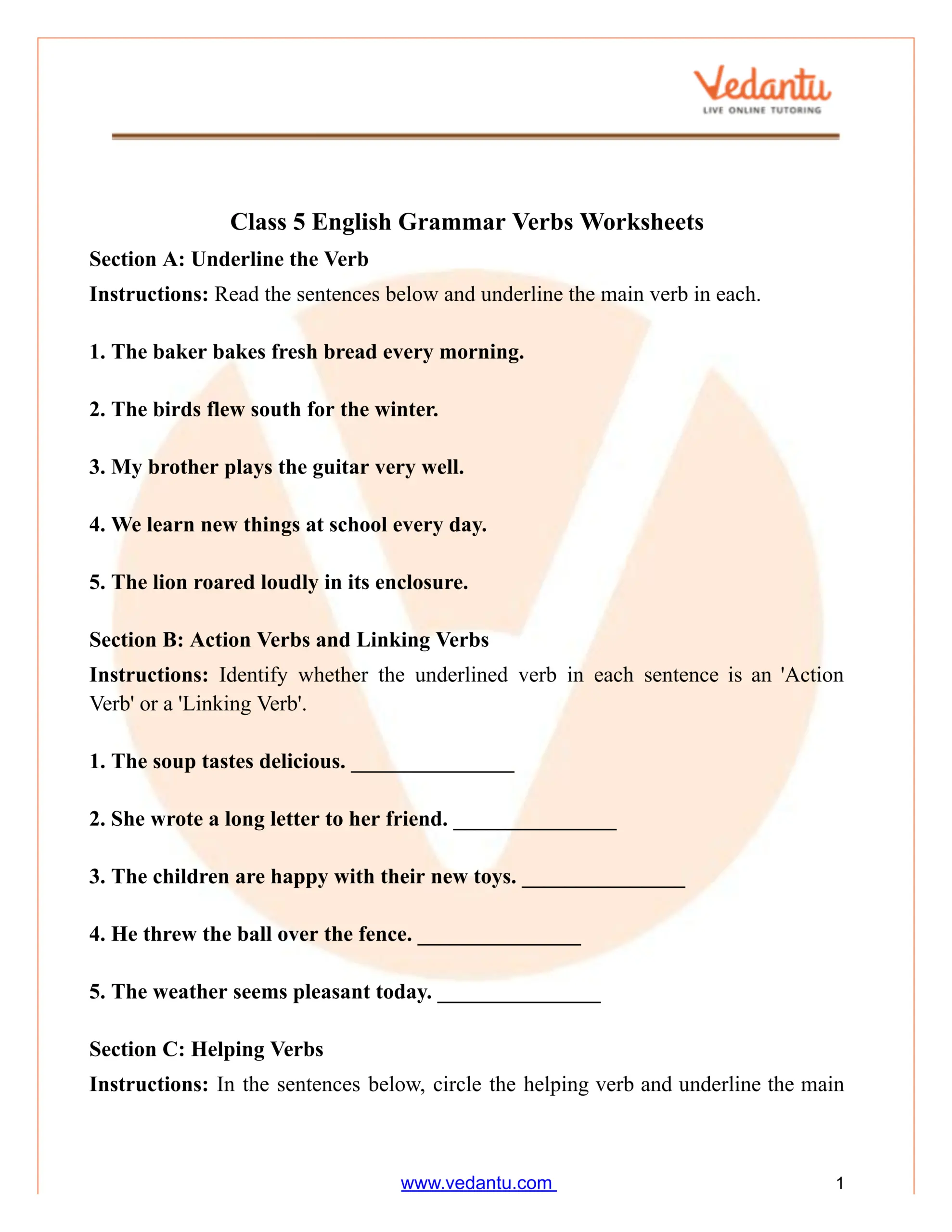 Free Printable Grammar Practice Worksheet