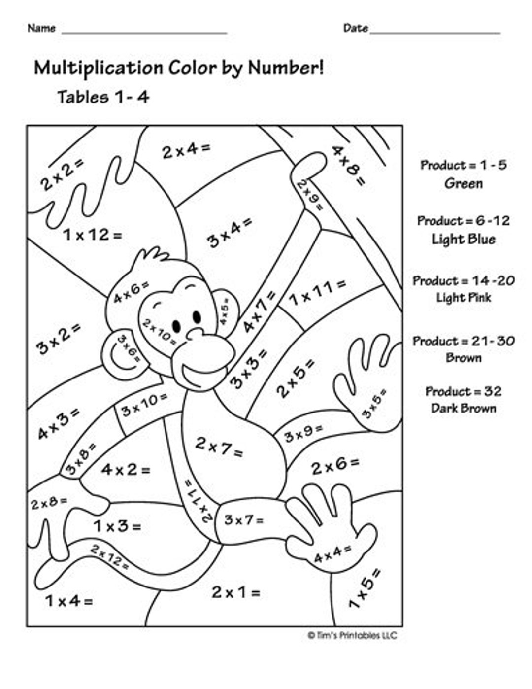 Color By Multiplication Fun Free Printable Worksheets For Kids PDF