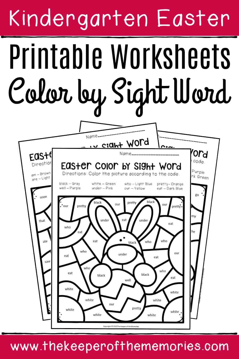Color By Sight Word Easter Kindergarten Worksheets The Keeper Of The Memories Easter Missing Numbers Worksheet Free Printable Digital PDF