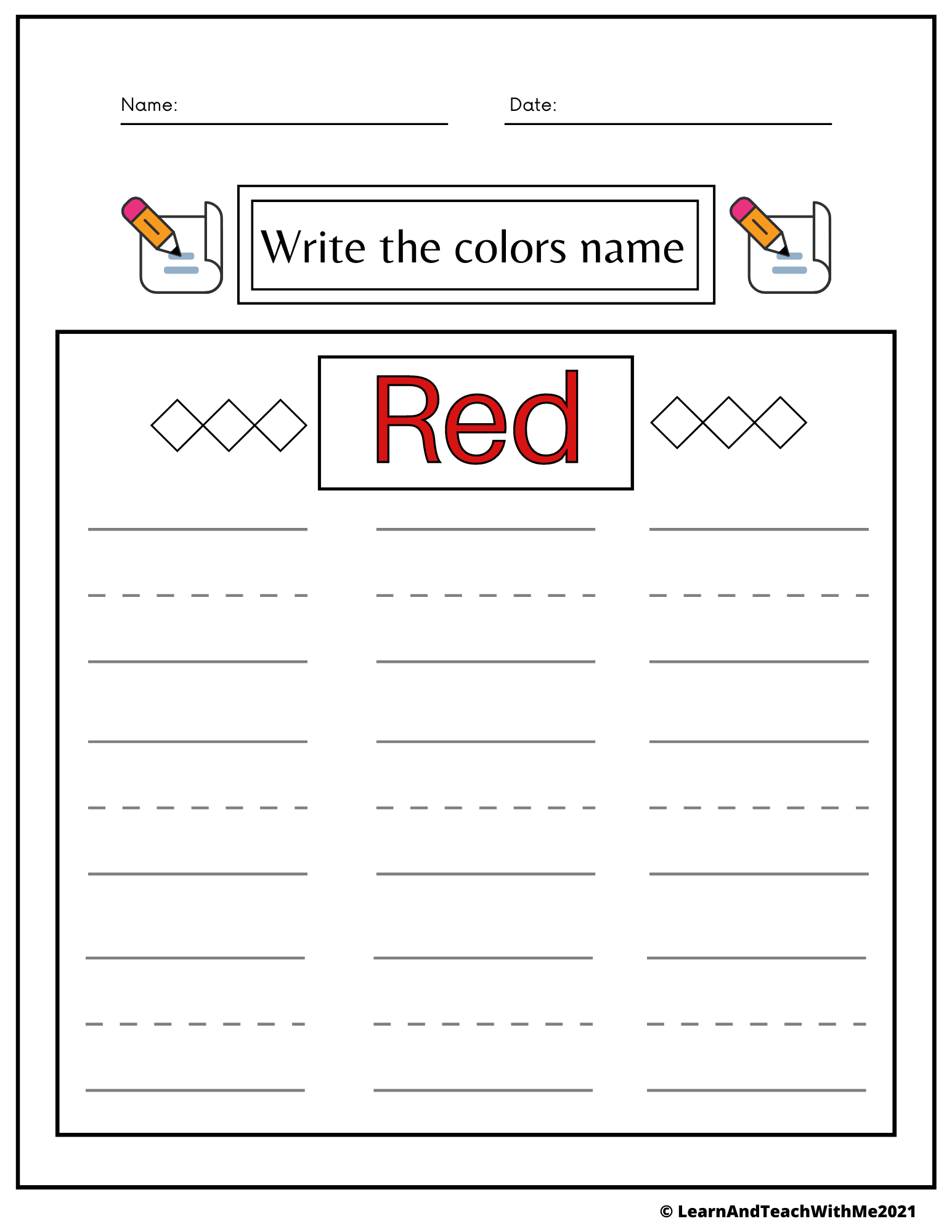Color Word Writing Worksheets And Color Activities Made By Teachers