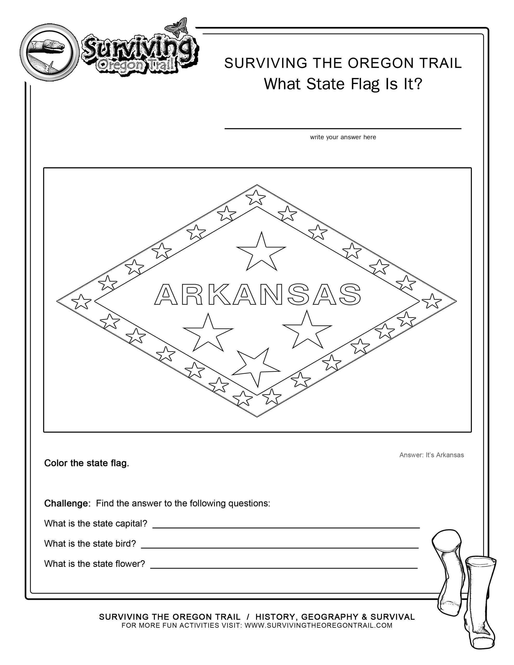 Coloring Page State Flag Arkansas Printable Worksheet Surviving The Oregon Trail Arkansas Map Worksheet Coloring Page Free Printable