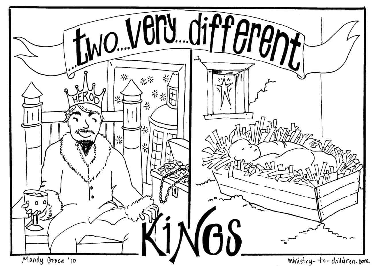 Coloring Page Two Very Different Kings Herod Vs Jesus