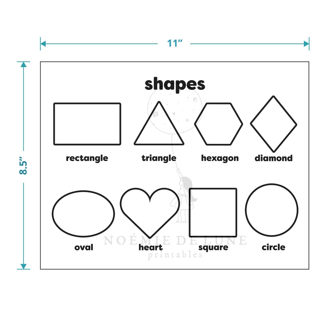 Coloring Shapes Chart Printable 8 5x11 Horizontal Learning Sheet Simple Minimal Instant Download Etsy