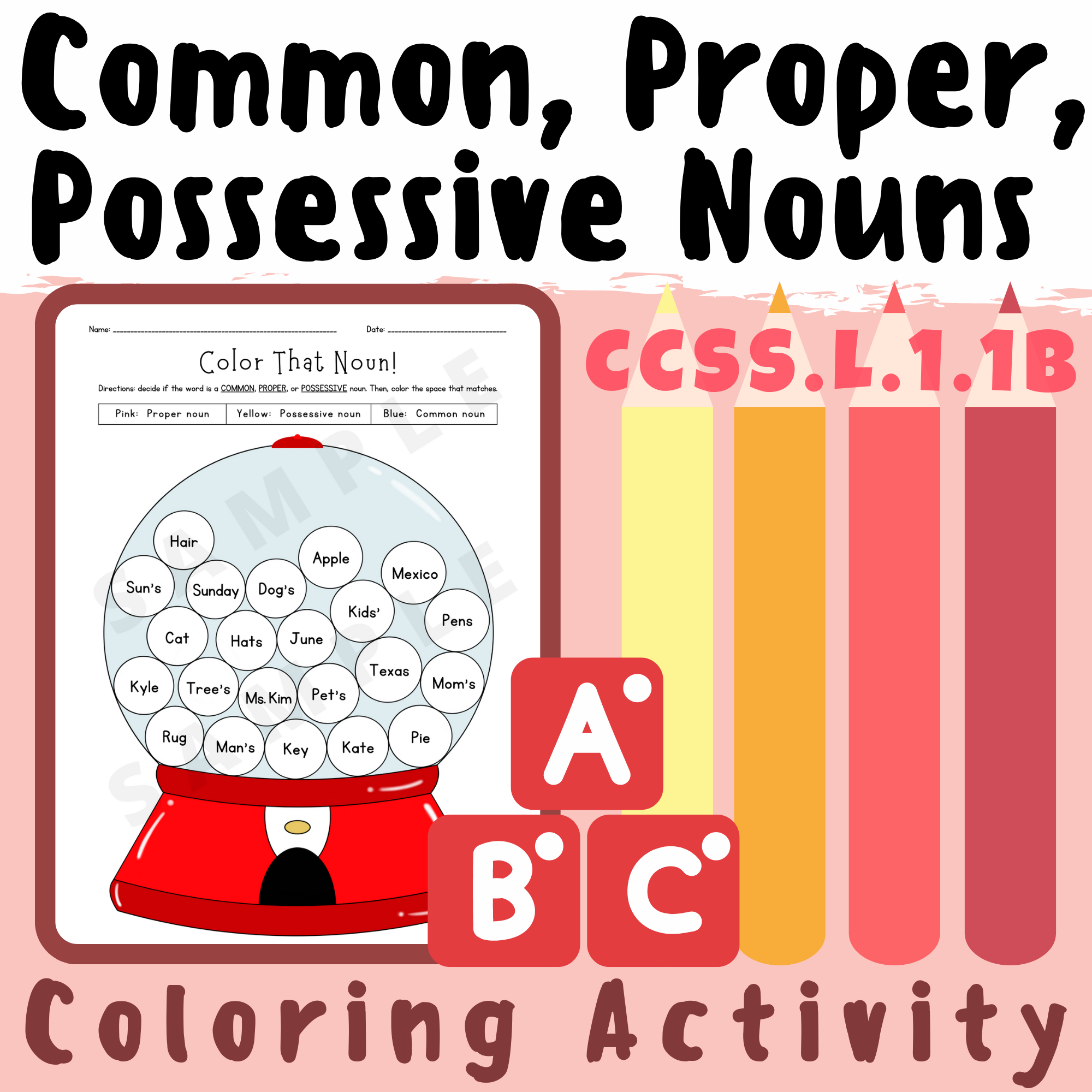 Common Proper And Possessive Nouns Grammar Coloring Activity Worksheet K 5 Teachers Students Language Arts Grammar Classful Common Proper And Possessive Nouns Grammar Coloring Activity Worksheet K 5 Teachers Students Language Arts Grammar Classful