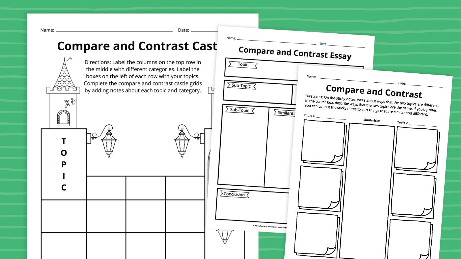 Storyboard That Compare And Contrast Worksheet Templates