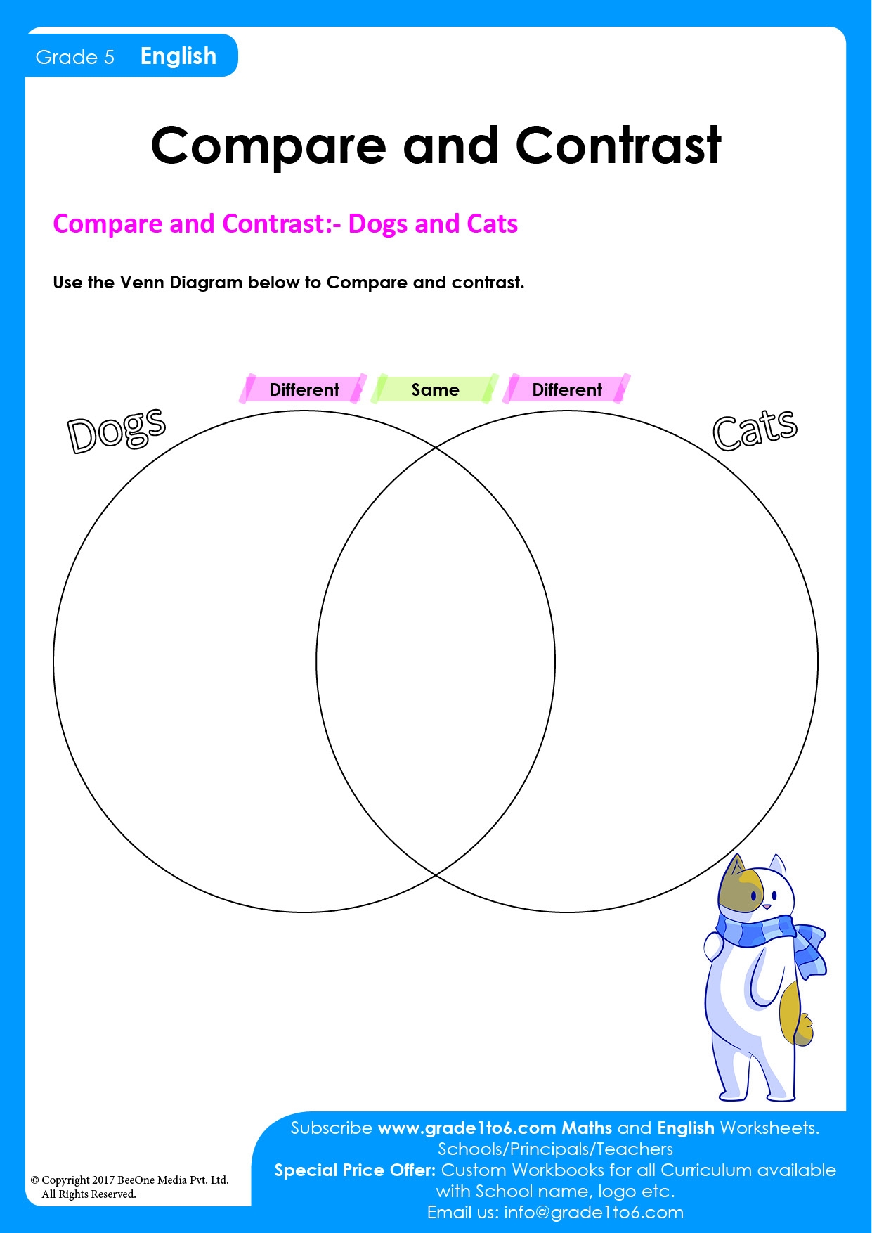 Compare And Contrast Worksheet Grade1to6 Compare And Contrast Worksheet Grade1to6