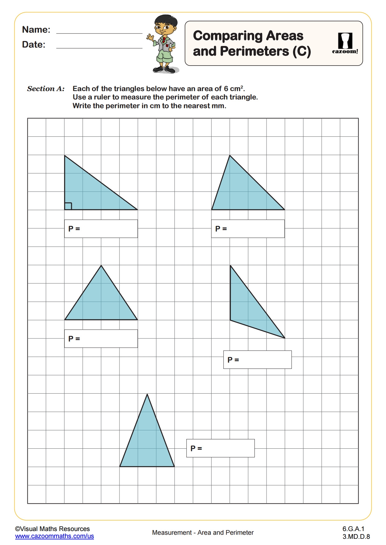 Comparing Areas And Perimeters C PDF Printable Measurement Worksheets Cazoom Math