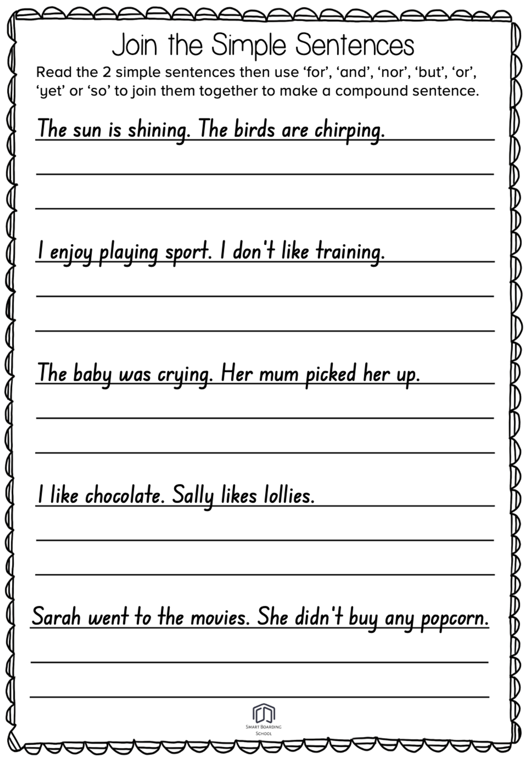 Compound Sentence Worksheet