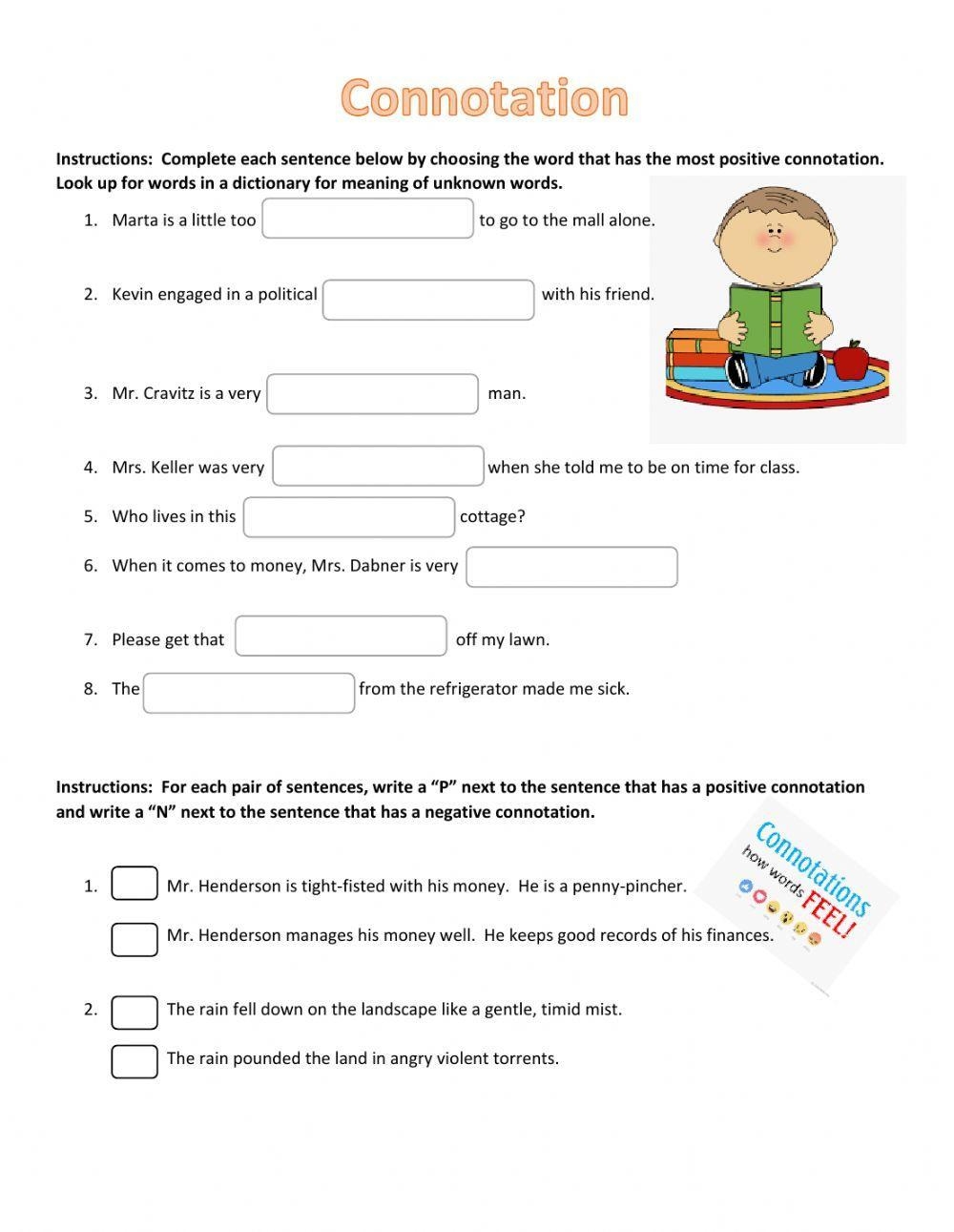 Connotation And Denotation Lesson Plans Worksheets Worksheets Library