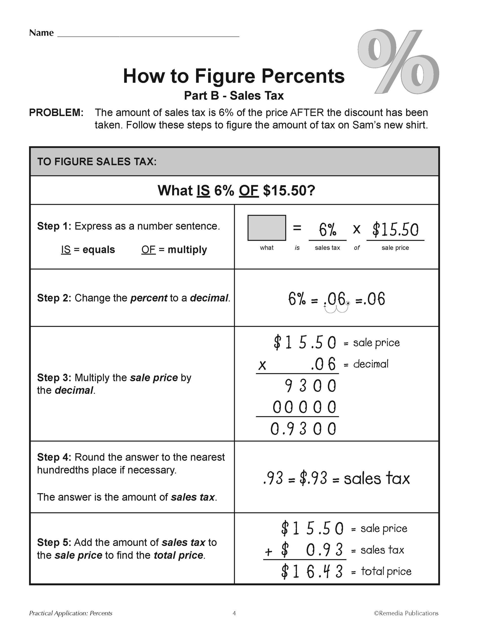 Consumer Percents Discounts Sales Tax Math Word Problems Real World Skills Made By Teachers Calculating Sales Tax With A Calculator Online Exercise For Live Worksheets Library