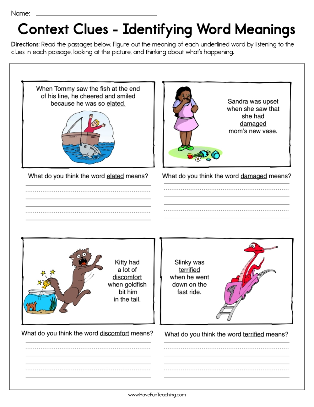 Context Clues Identifying Word Meaning Worksheet Have Fun Teaching