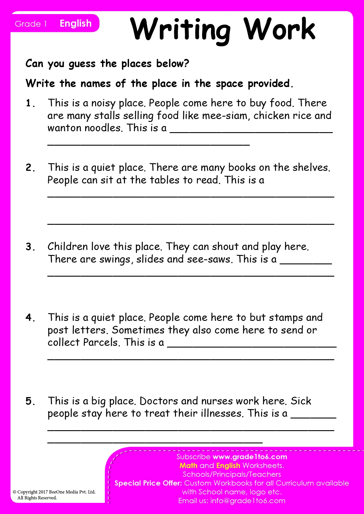 Context Clues Worksheets Grade1to6