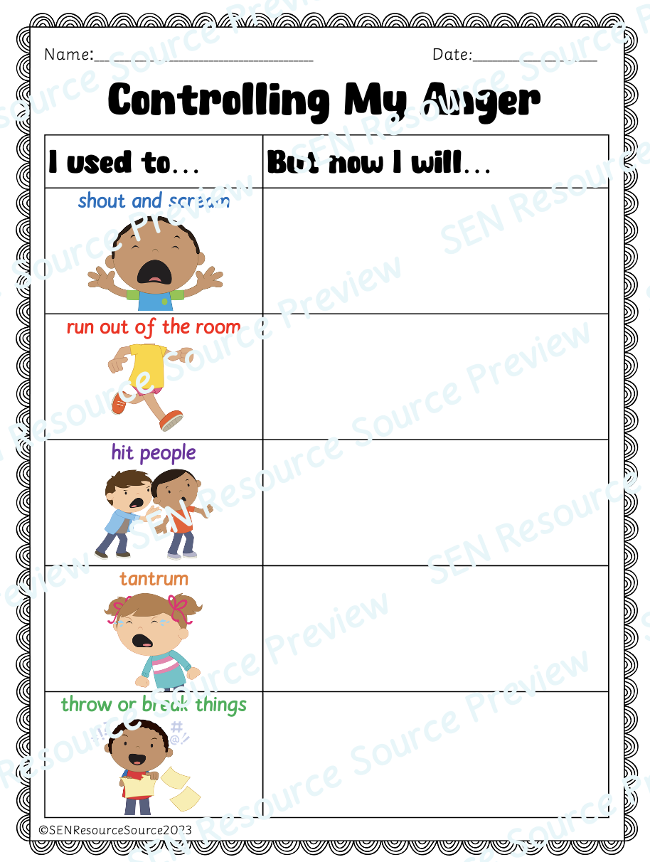 Controlling My Anger Worksheet Teaching Resources Anger Management Worksheets For Teens
