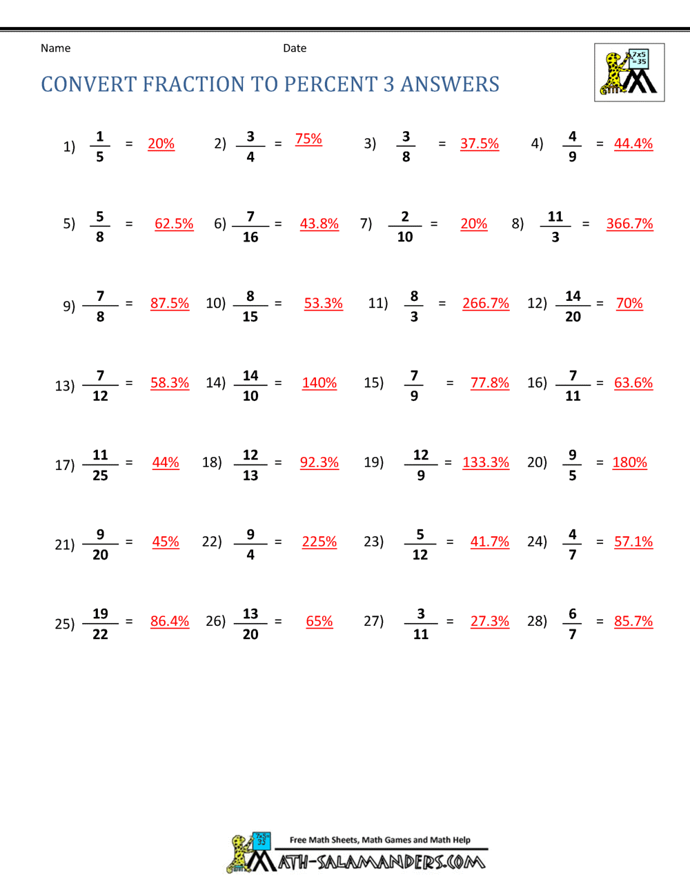 Convert Fraction To Percent Convert Fraction To Percent