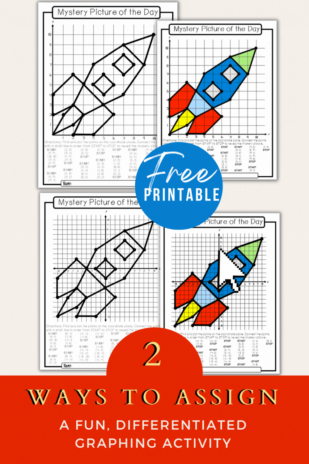 Coordinate Graphing Mystery Picture Free Printable