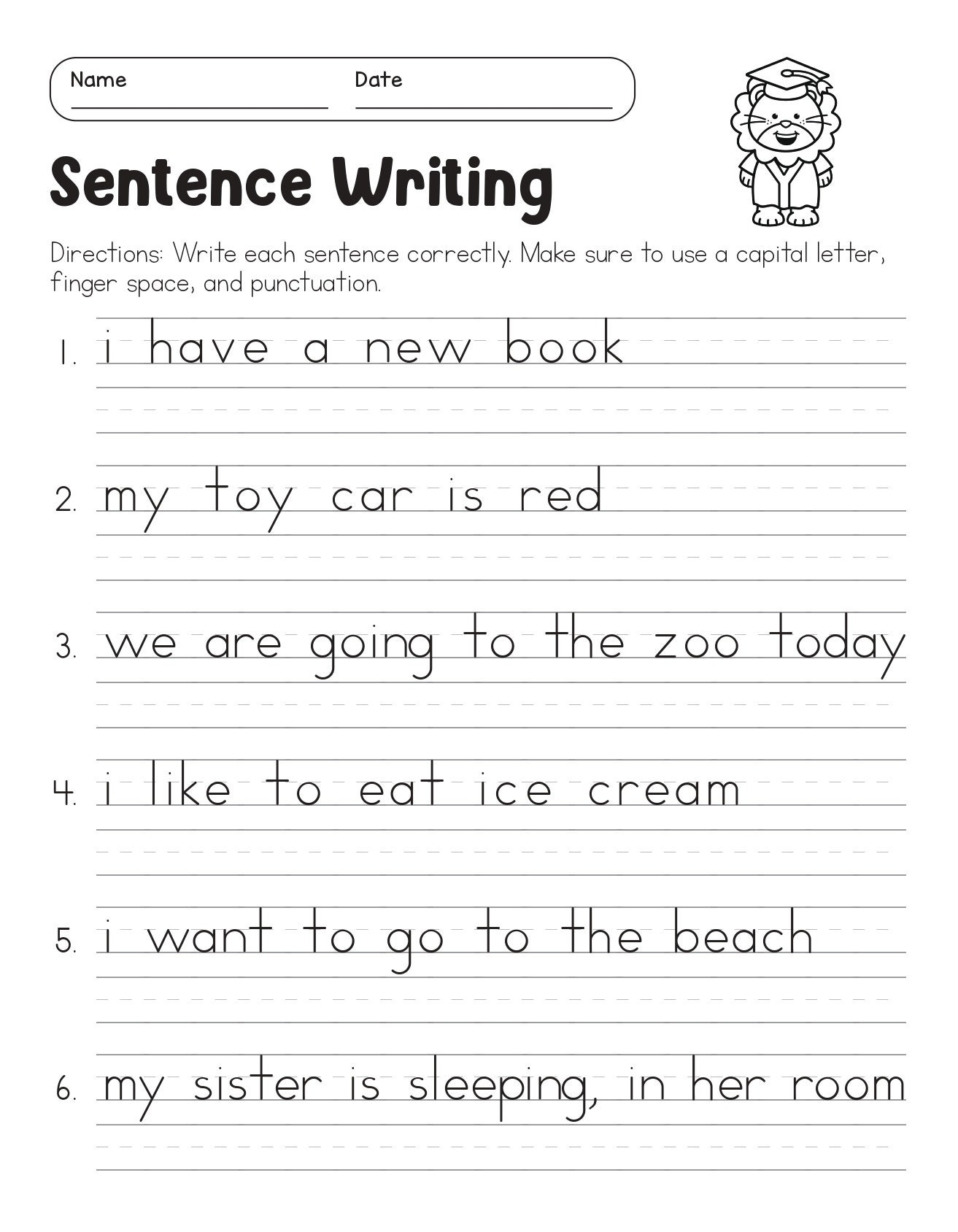 Correct The Sentences Worksheets 10 Page Printable For 1st And 2nd Grade ELA Students ELA Worksheets Sentence Writing ELA Teacher Print Etsy