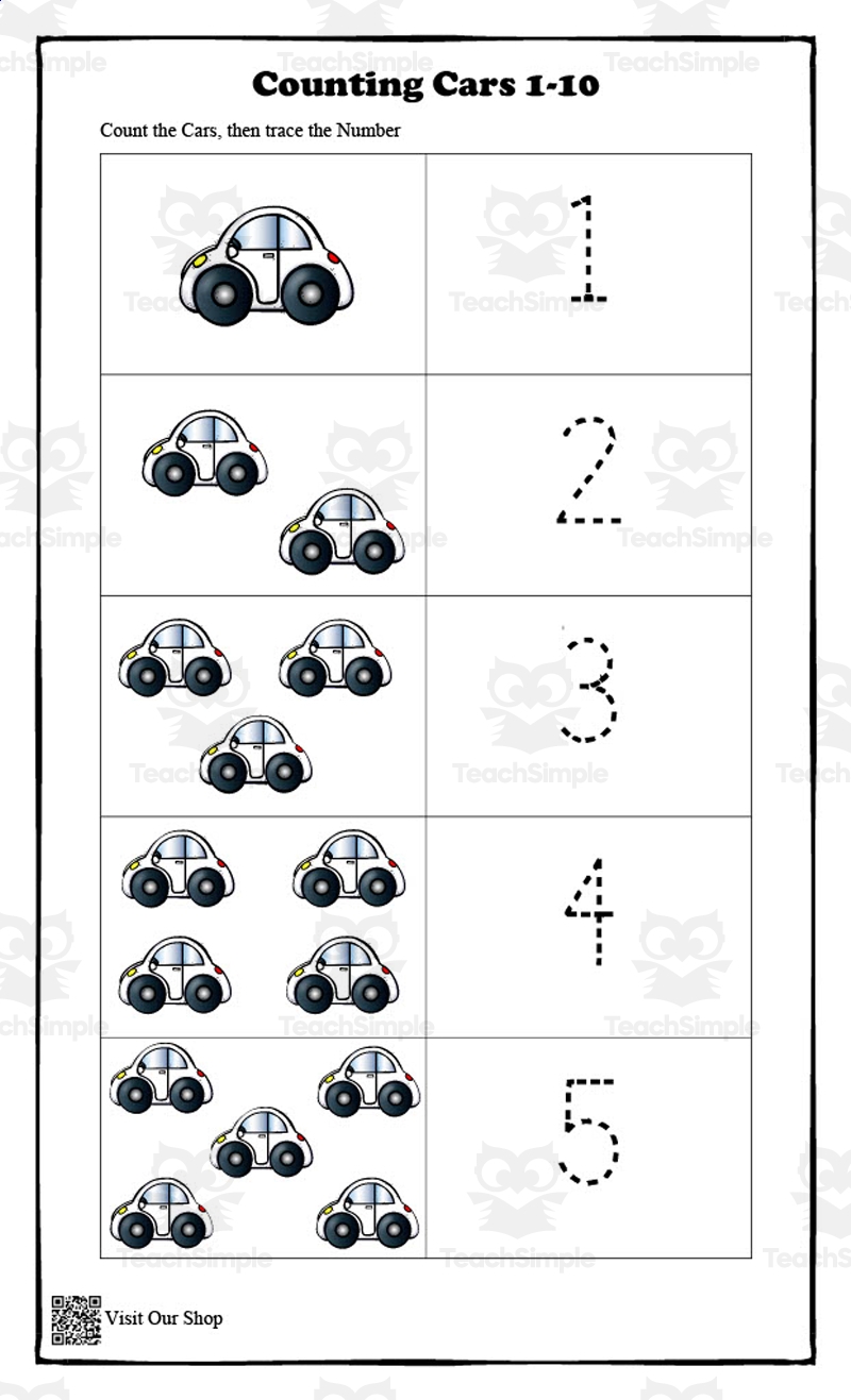 Counting Cars 1 10 Printable By Teach Simple