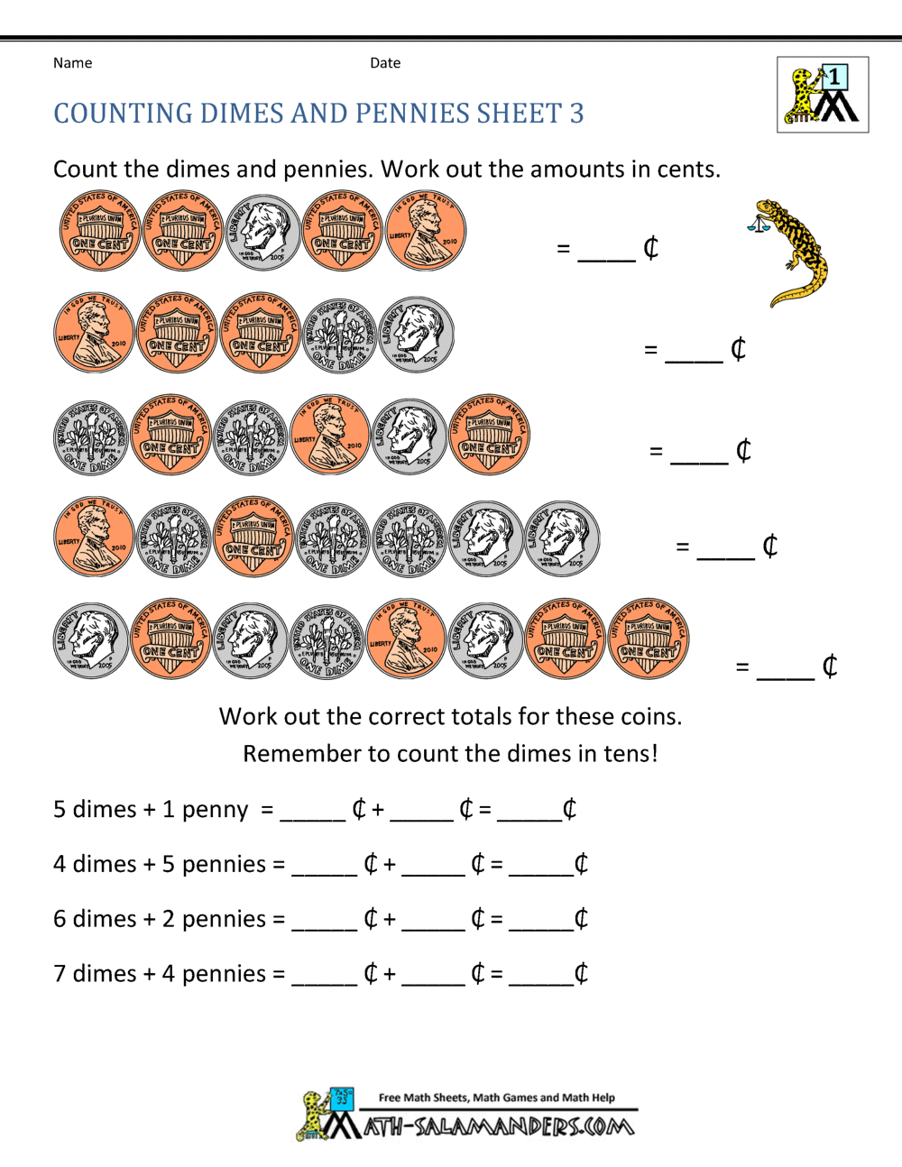 Counting Money Worksheets 1st Grade