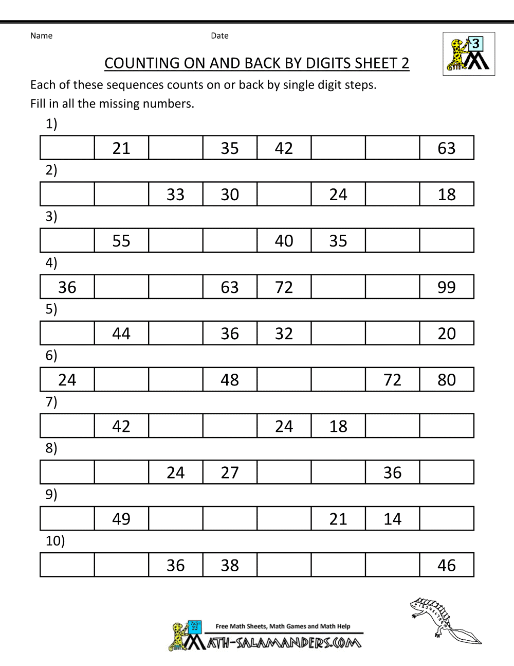 Counting On And Back Worksheets 3rd Grade Counting On And Back Worksheets 3rd Grade