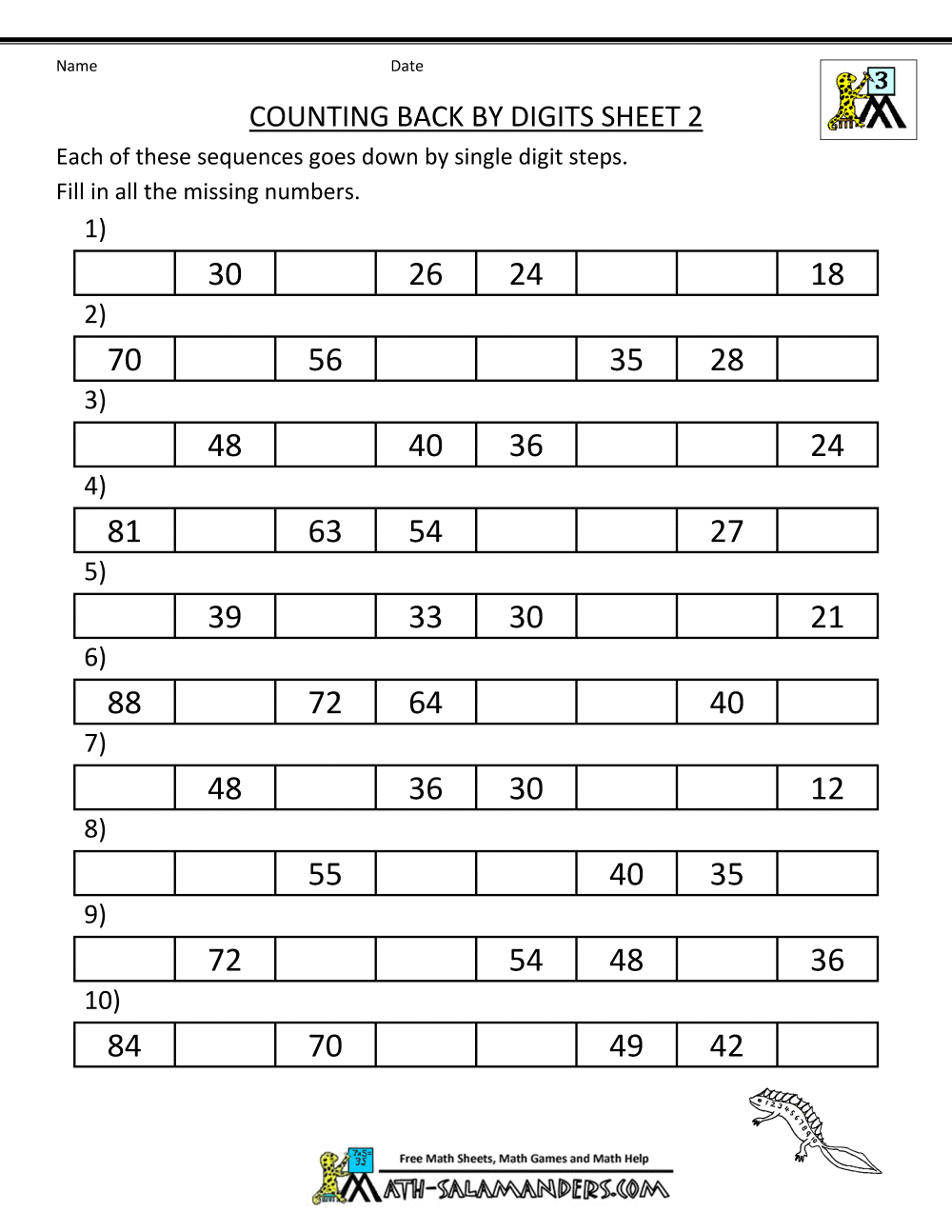 Counting On And Back Worksheets 3rd Grade Counting On And Back Worksheets 3rd Grade
