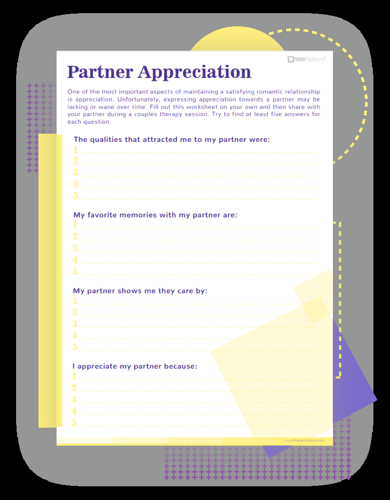 Couples Therapy Worksheets TheraPlatform Resources