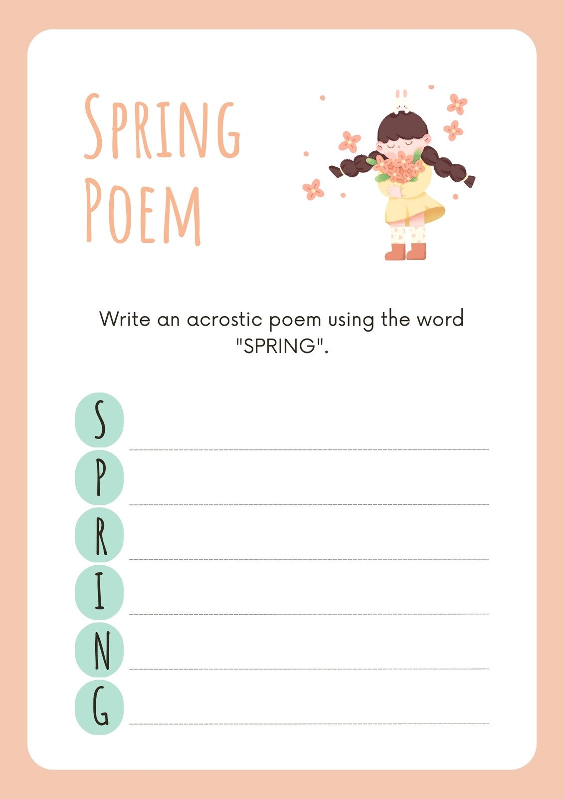 Custom Printable Spring Worksheet Templates Canva Custom Printable Spring Worksheet Templates Canva