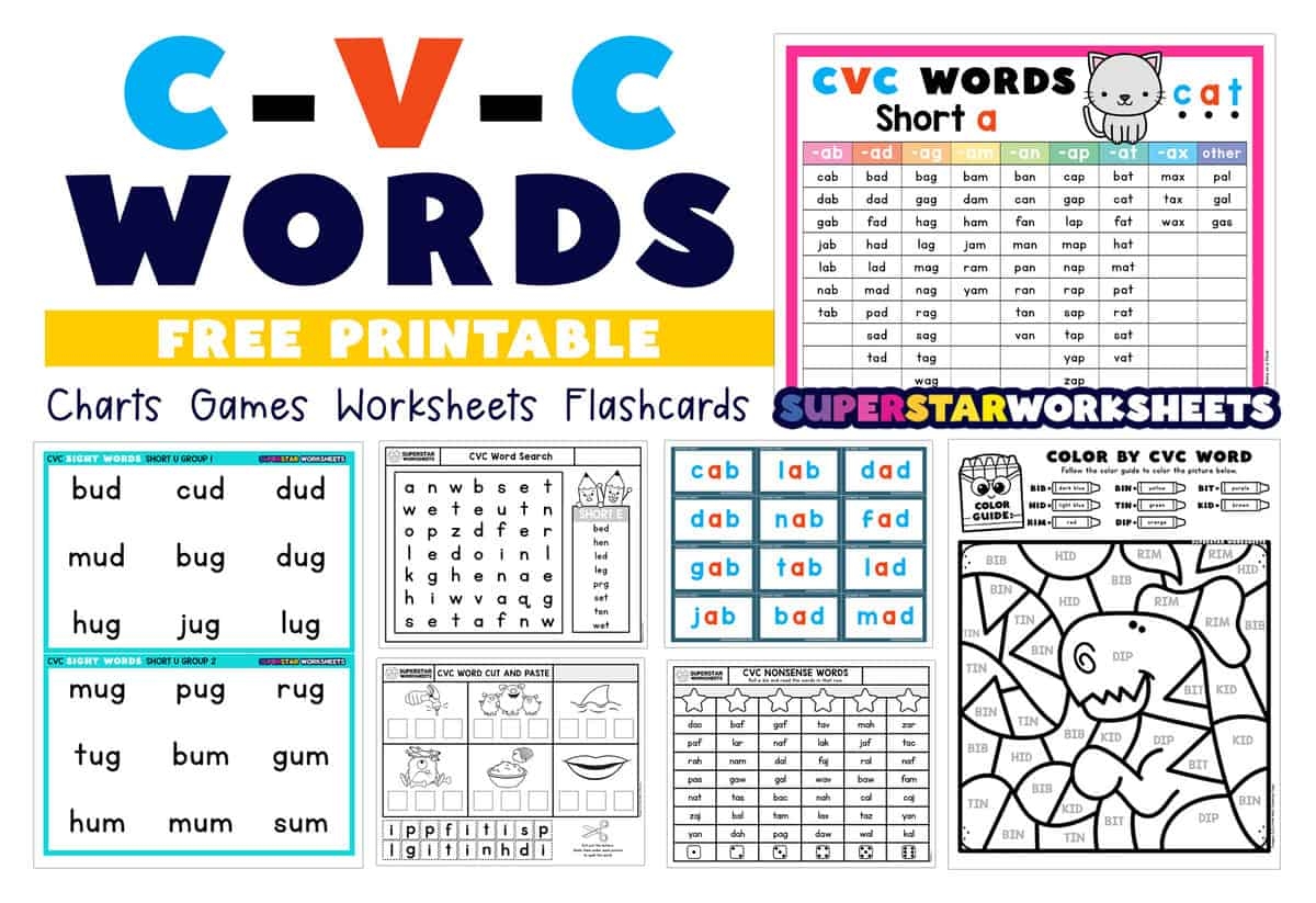 CVC Words Superstar Worksheets CVC Words Superstar Worksheets
