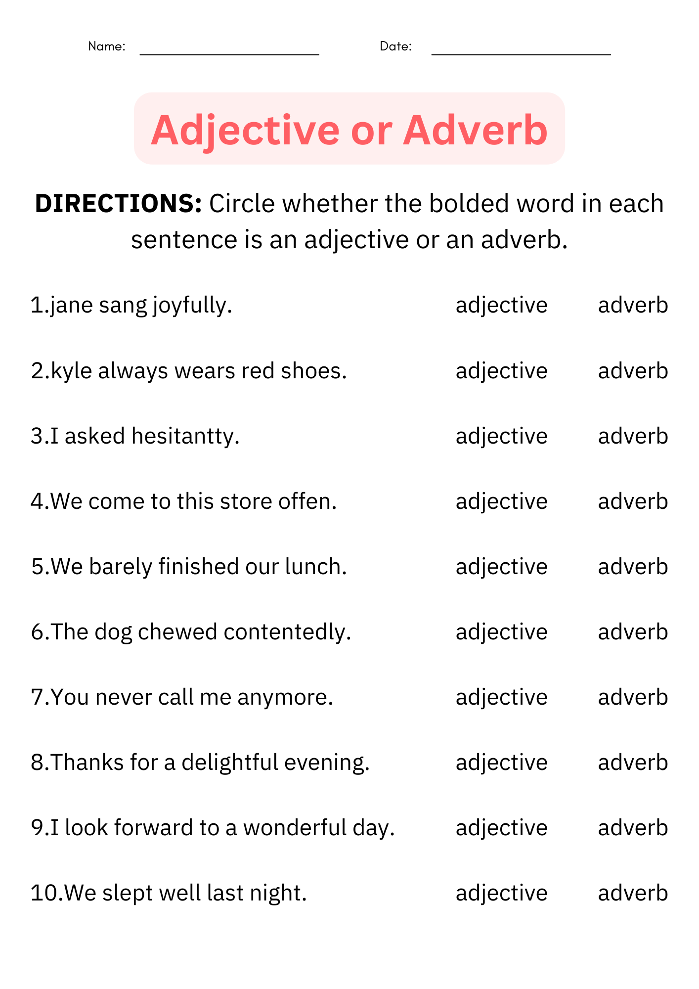 Daily Grammar Activities Adjectives Adverbs Worksheets 3rd 4th 5th Grade Made By Teachers Daily Grammar Activities Adjectives Adverbs Worksheets 3rd 4th 5th Grade Made By Teachers