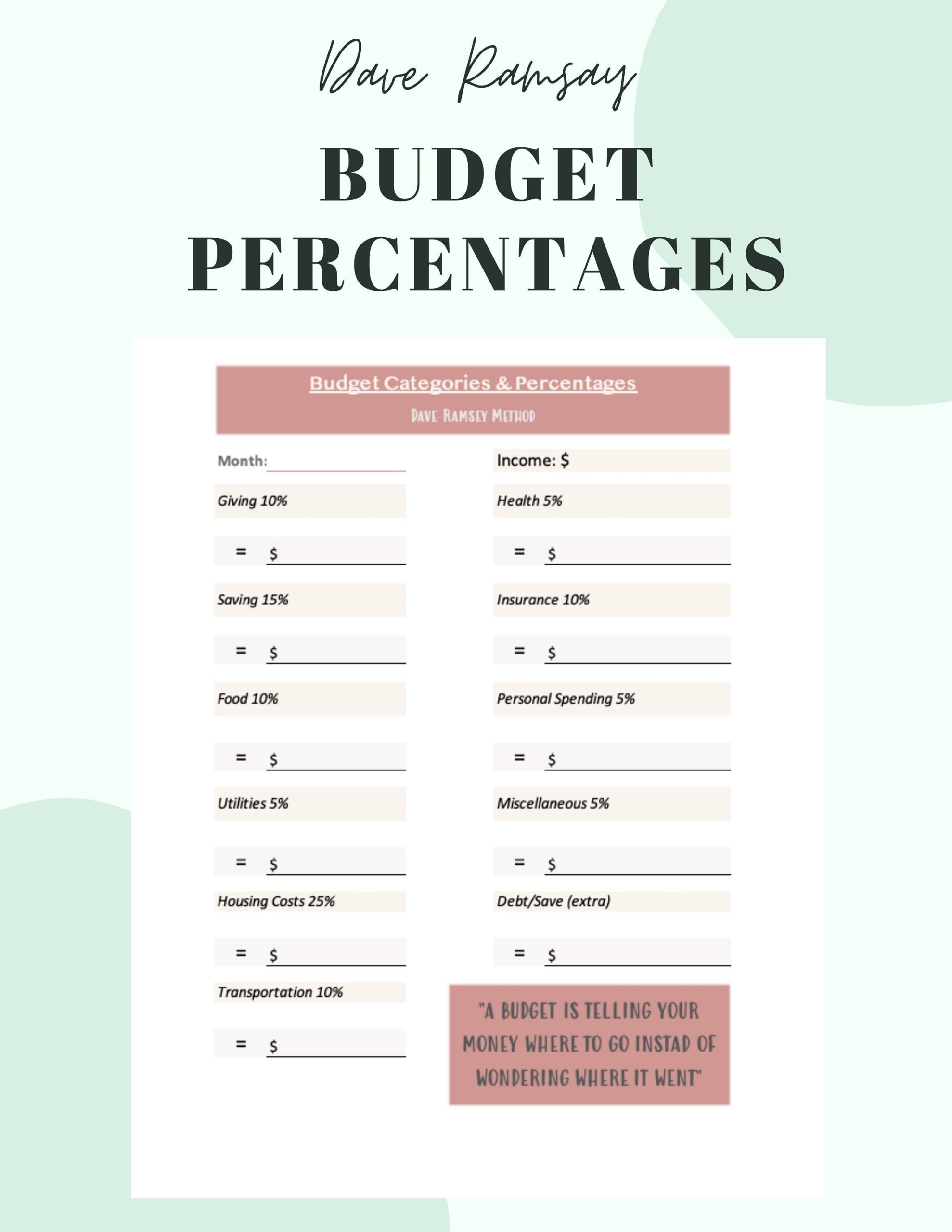 Dave Ramsey Budget Percentages Template Printable Pdf Download Dave Ramsey Ramsey Solutions Etsy Dave Ramsey Budget Percentages Template Printable Pdf Download Dave Ramsey Ramsey Solutions Etsy