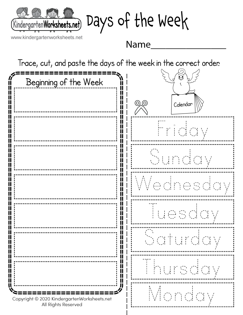 Free Days Of The Week Worksheets Teach Prints