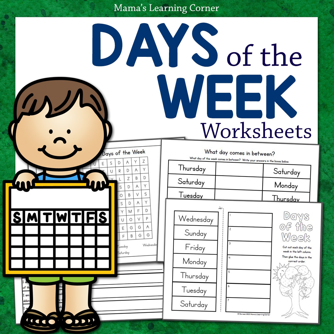 Days Of The Week Worksheets Cut And Paste Tracing And Sequencing Practice Mamas Learning Corner