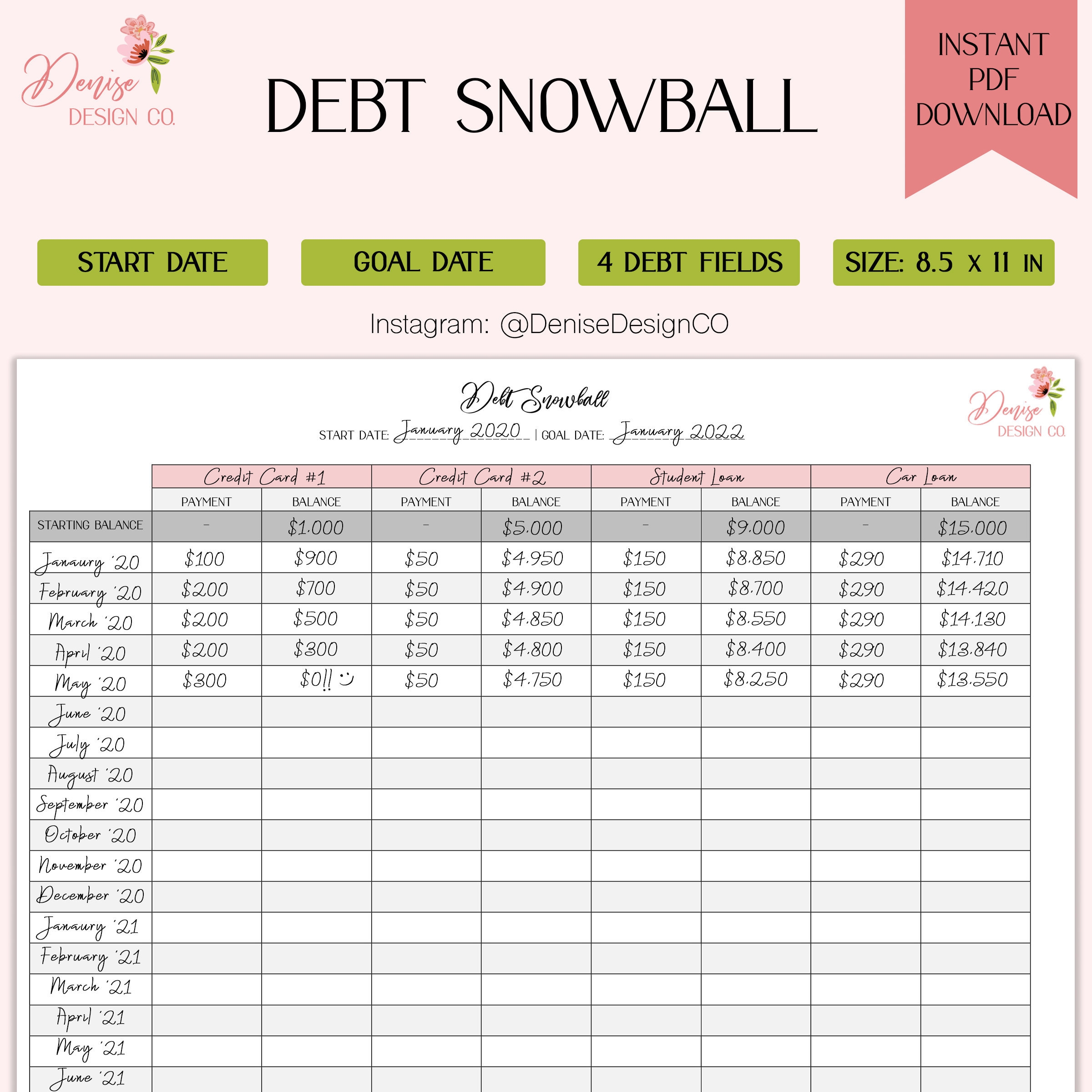 Debt Snowball Printable Sheet Dave Ramsey Inspired Debt Snowball Sheet With Payments Balance Overview Etsy Canada