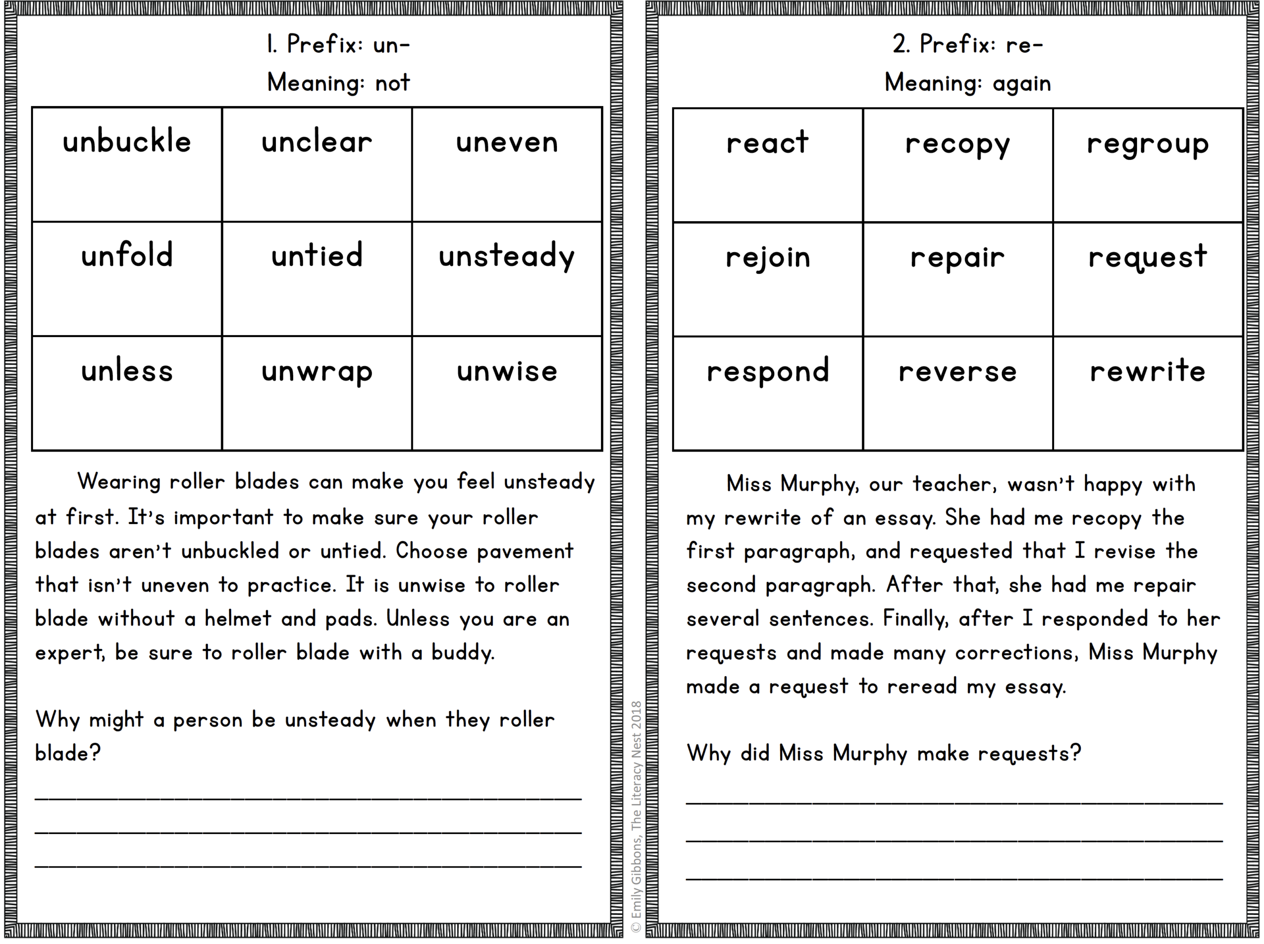 Decodable Passages For Prefixes And Suffixes FREEBIE The Literacy Nest