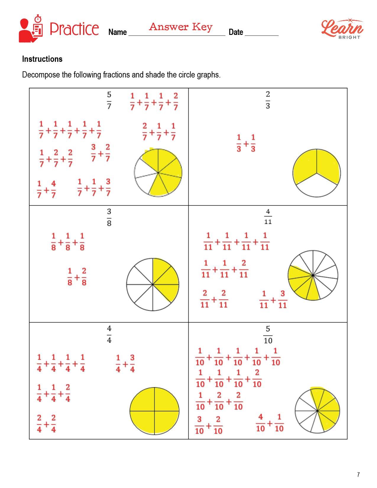 Decomposing Fractions Worksheets Library Decomposing Fractions Worksheets Library