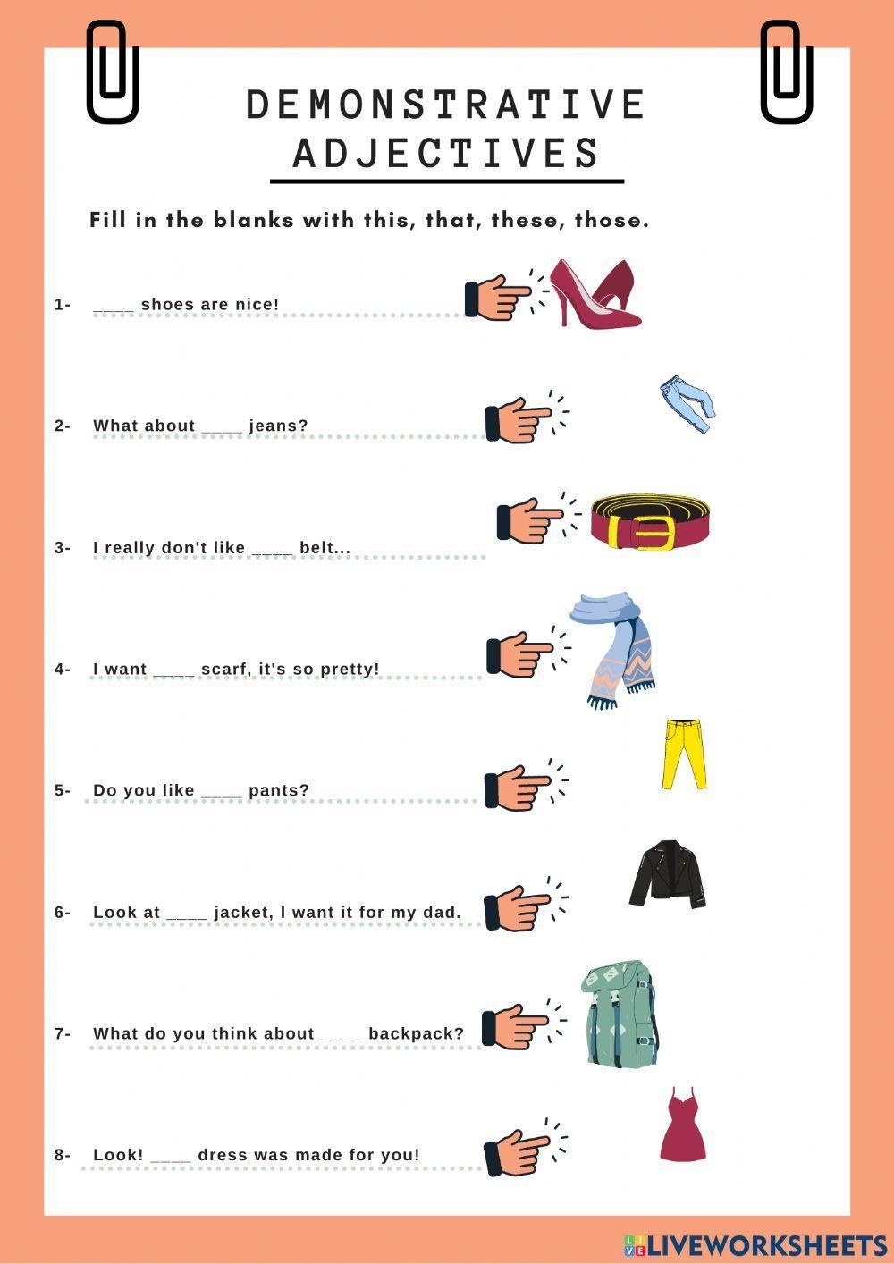 Demonstrative Adjectives Interactive Activity For 1 Worksheets Library Demonstrative Adjectives Interactive Activity For 1 Worksheets Library