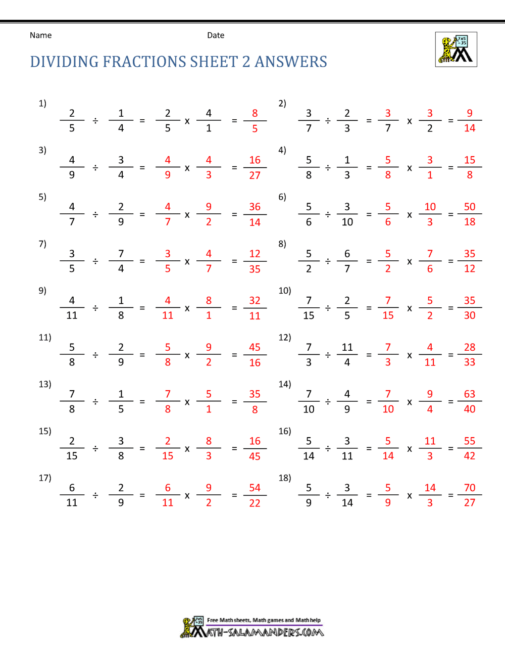 Dividing Fractions Worksheet Free Fraction Worksheets Printable K5 Worksheets