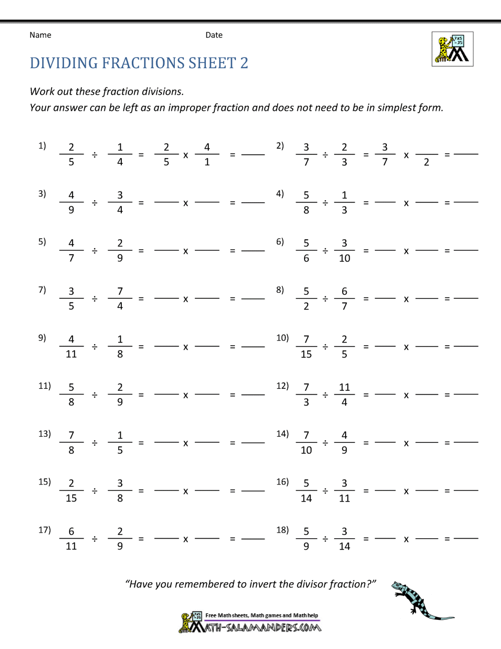 Dividing Fractions Worksheet Worksheets Library Dividing Fractions Worksheet Worksheets Library