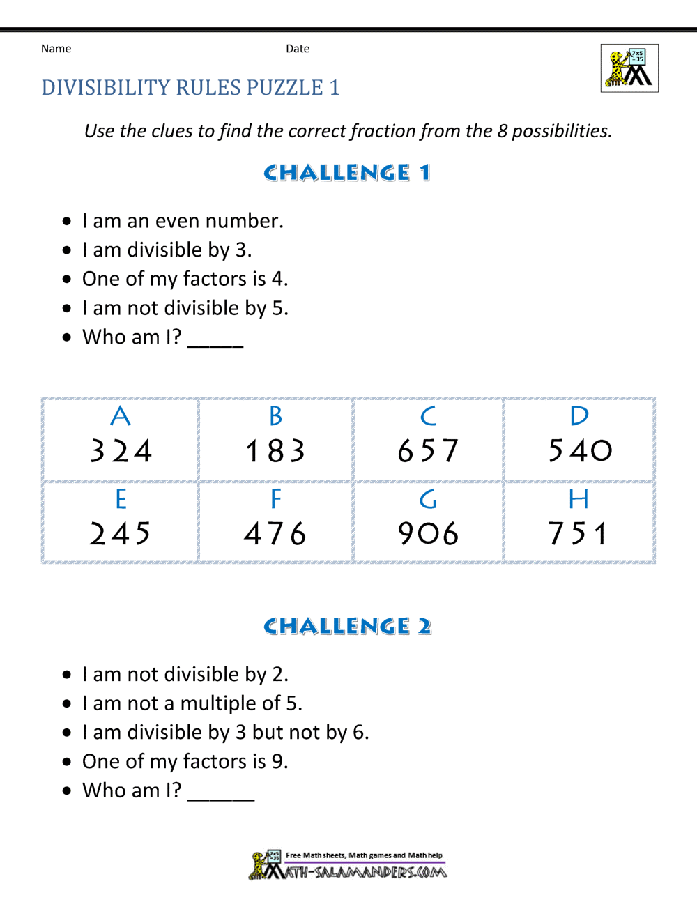 Divisibility Rules Worksheets Divisibility Rules Worksheets