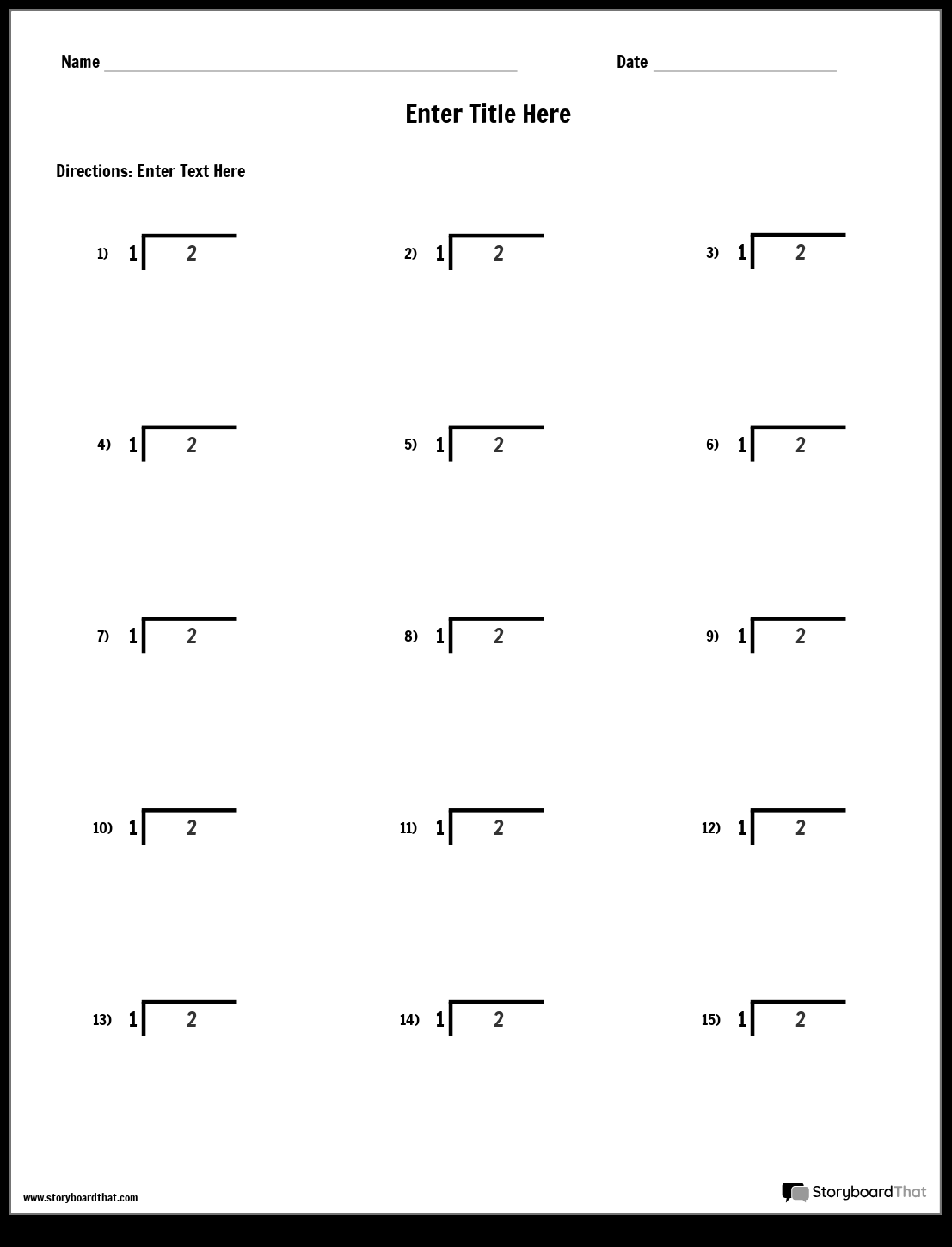 Division Worksheets Create Customize With Storyboard That