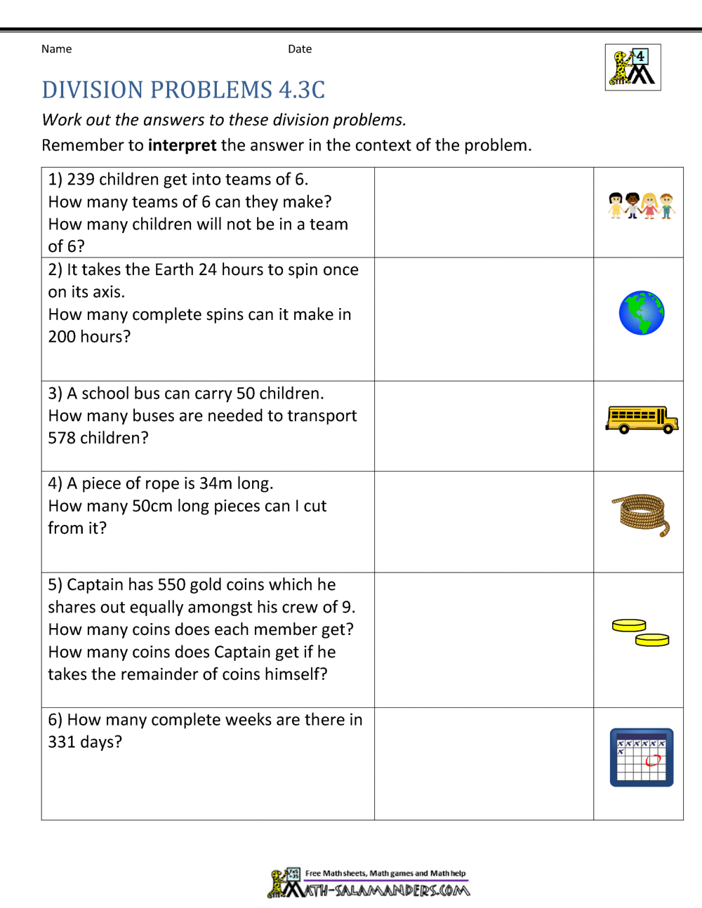 Division Worksheets Grade 4 Division Worksheets Grade 4