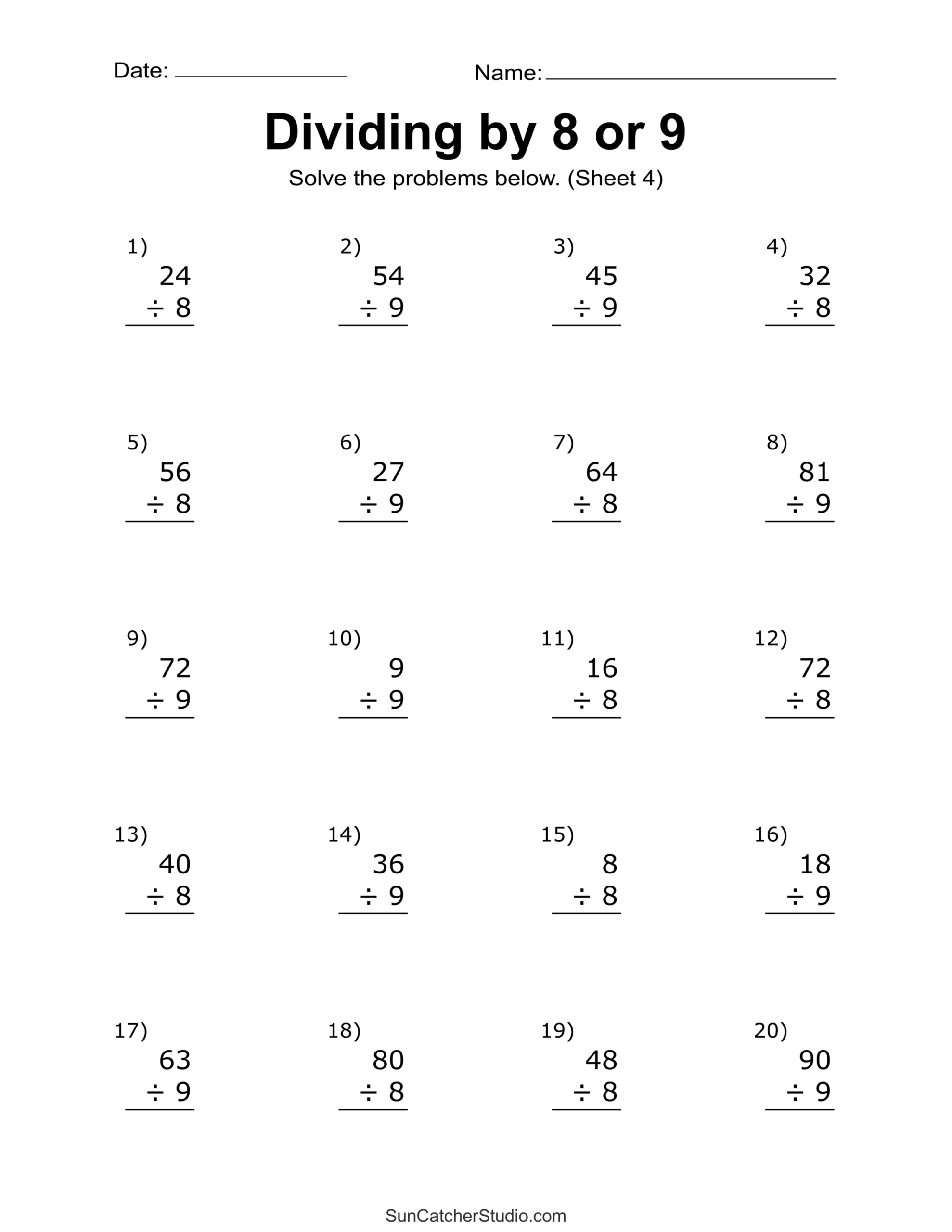 Division Worksheets Problems Free Printable Math Drills Free Printables Lettering SVG Files Tools Apps Basic Division Worksheets