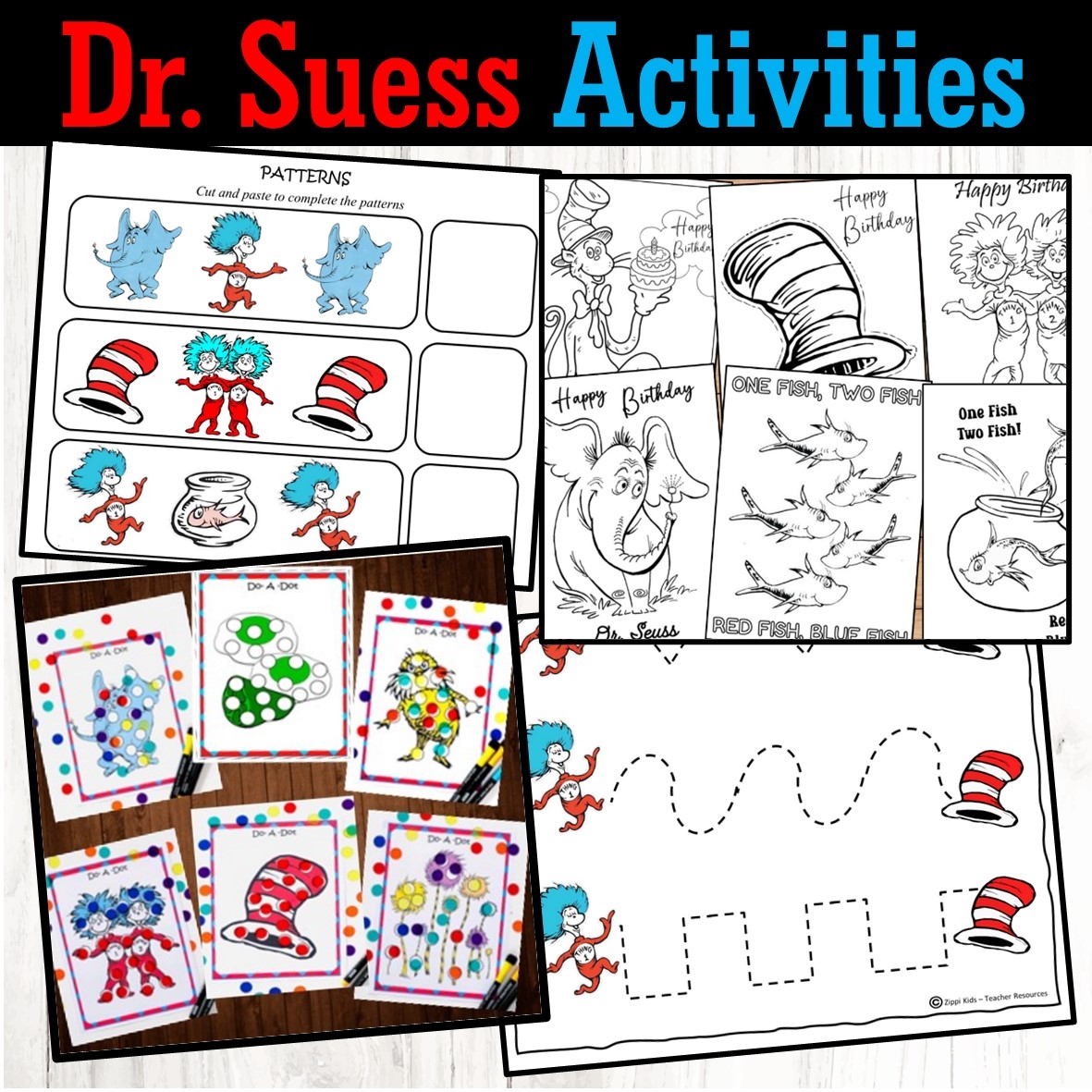Dr Seuss Tracing Activity For Read Across America Week For Pre K Zippi Kids