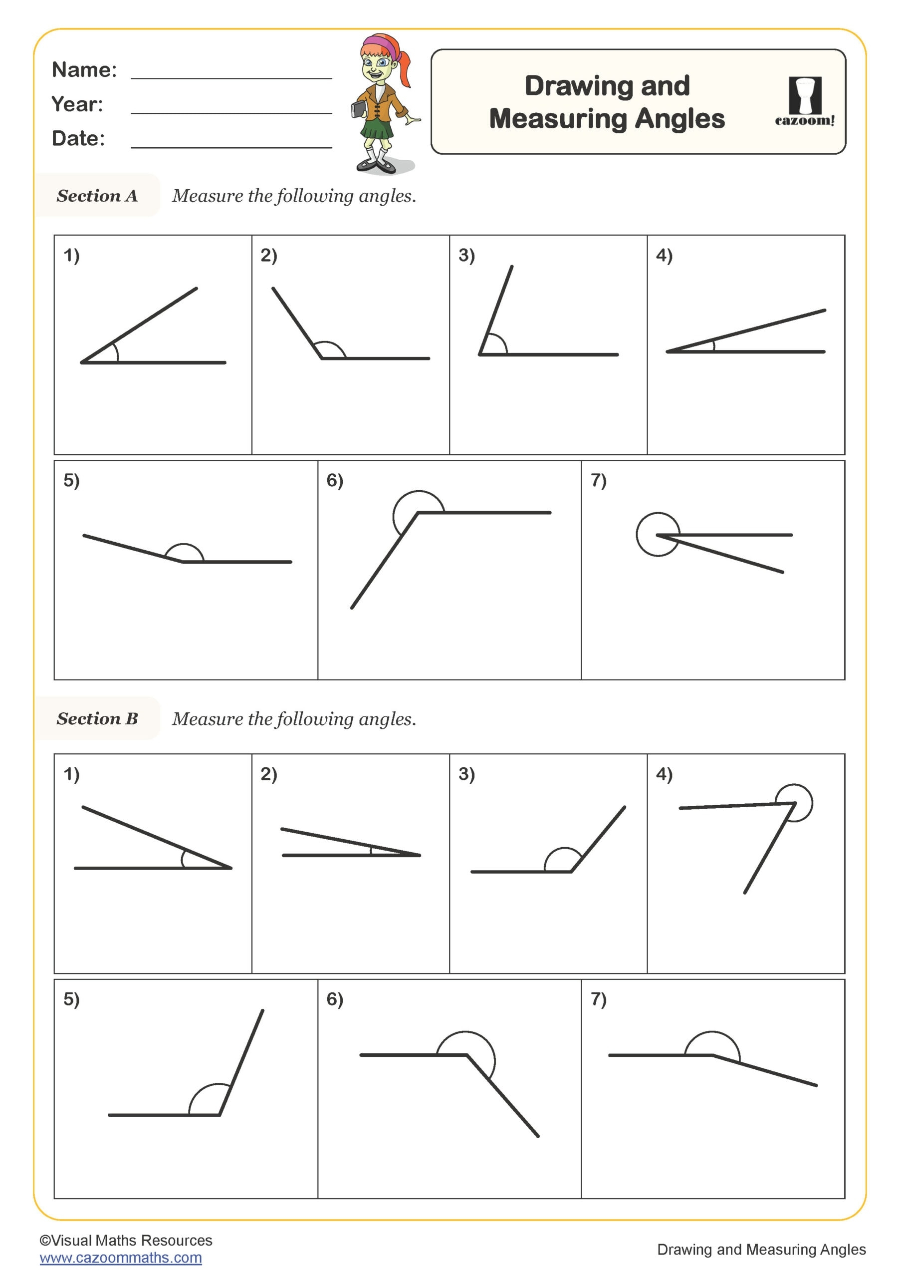 Drawing And Measuring Angles Worksheet PDF Printable Geometry Worksheets