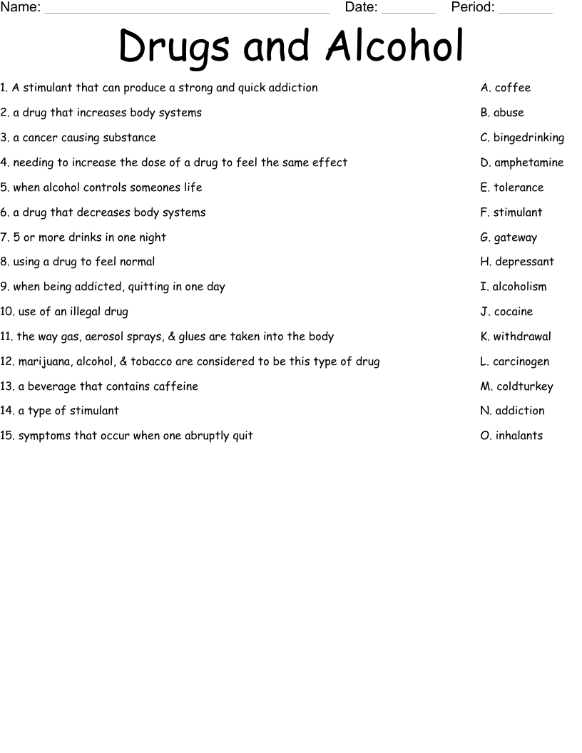 17 Free Printable Drug Worksheets Free PDF At Worksheeto