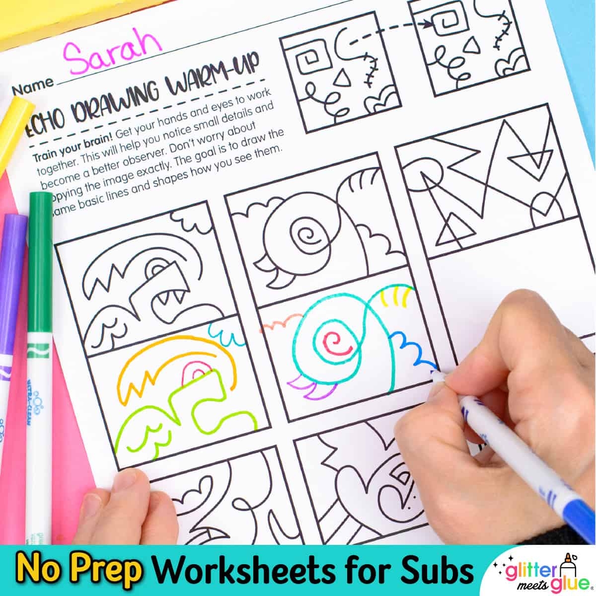 Echo Drawing Worksheets Elementary Middle Warm Up Activities