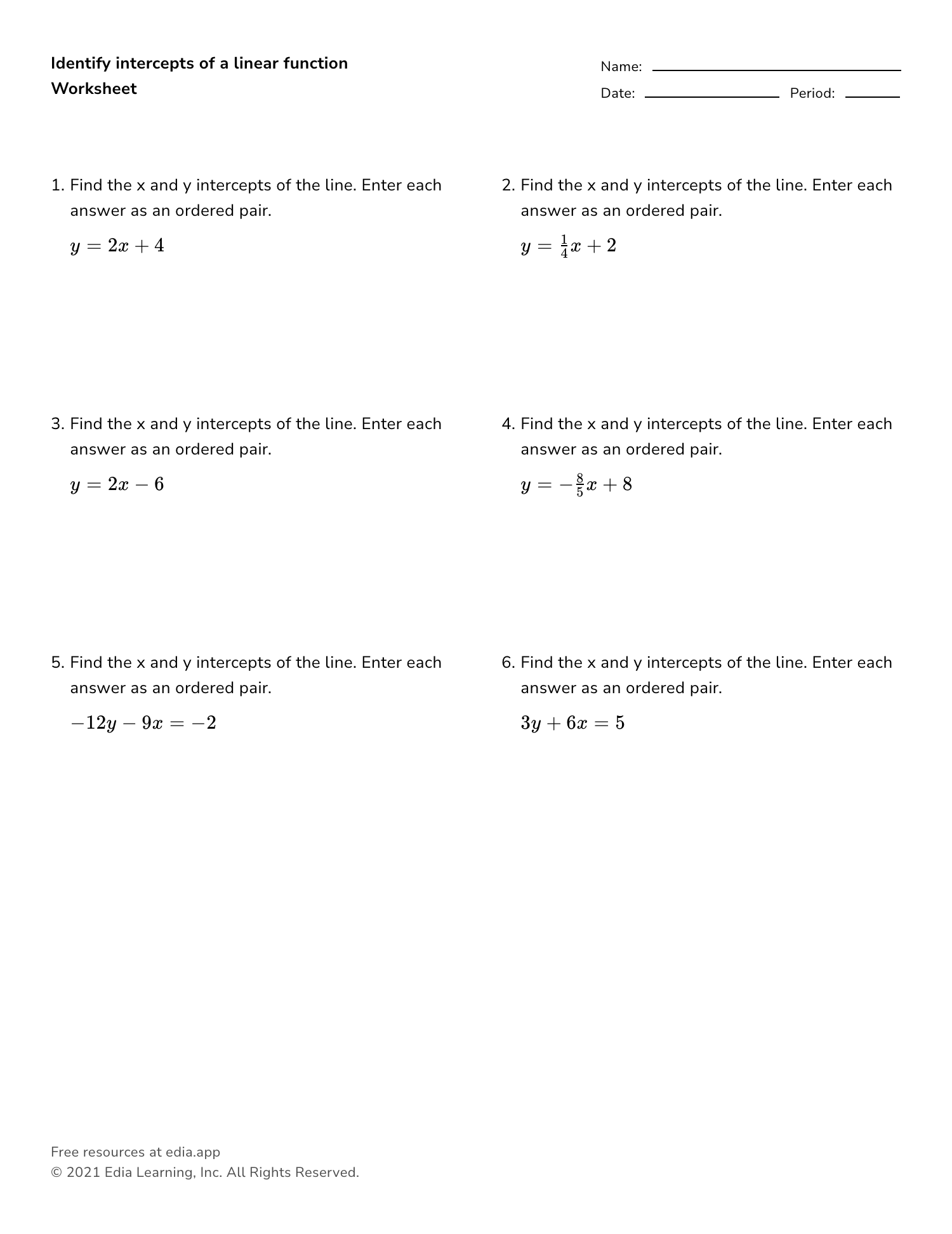 Finding X And Y Intercepts Of Lines Coloring Activity Made By Teachers