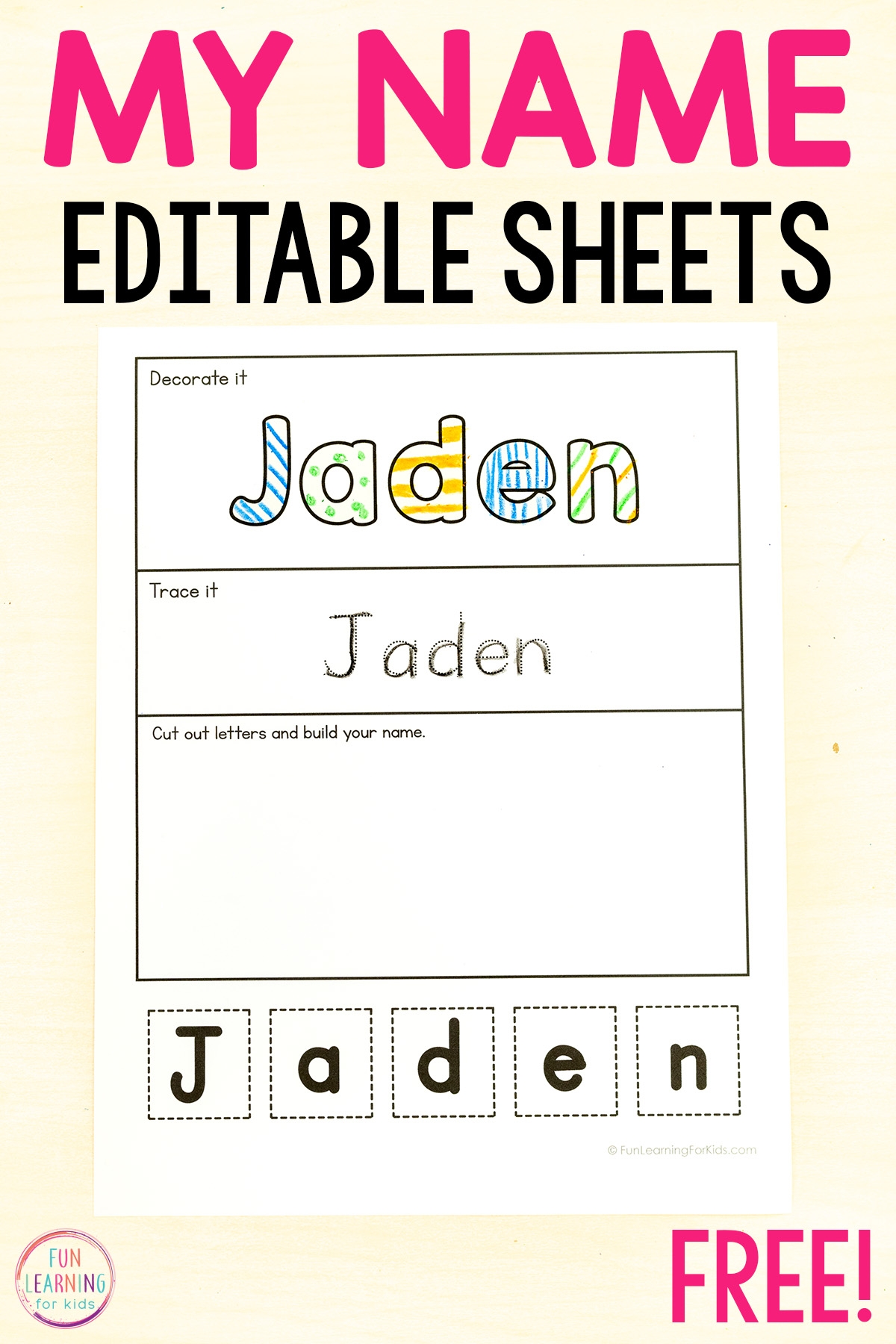 Printable Name Writing Practice Worksheet Page 1