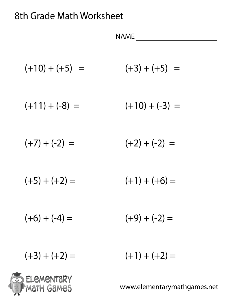 Eighth Grade Addition Worksheet Free Printable Eighth Grade Math Practice Worksheet